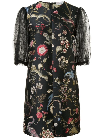 Shop Red Valentino Birds Print Mini Dress - Black