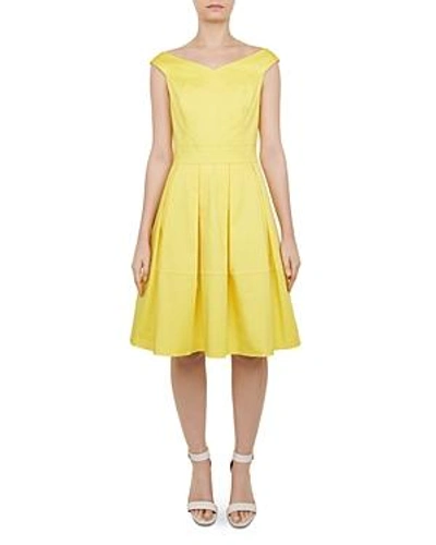 Shop Ted Baker Jullee Off-the-shoulder Dress In Yellow