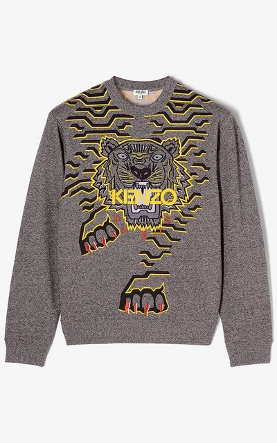 Shop Kenzo Anthracite Geo Tiger Sweatshirt In Grey