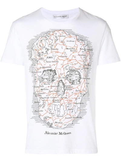 Shop Alexander Mcqueen Map Skull T-shirt - White