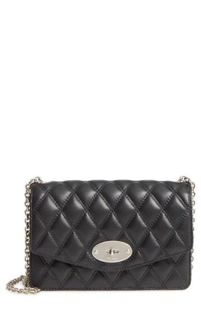 Shop Mulberry Small Darley Lock Quilted Calfskin Leather Clutch - Black In Black/ Silver