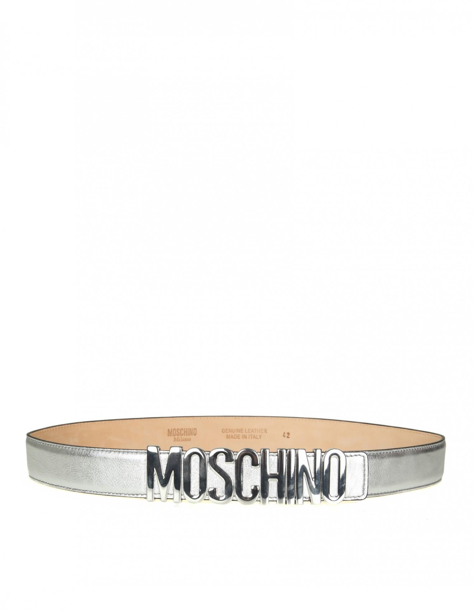 silver moschino belt