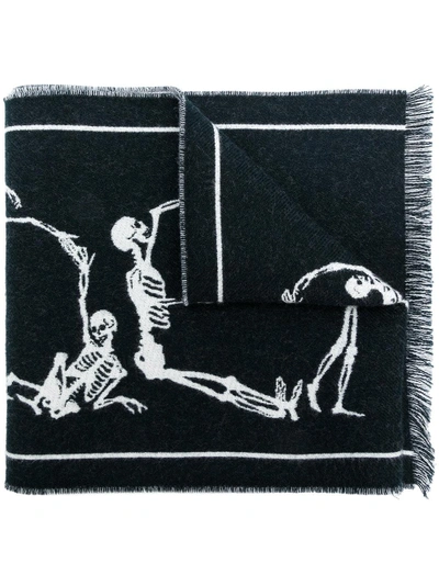 Shop Alexander Mcqueen Dancing Skeleton Scarf - Black