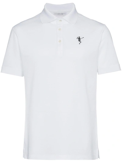 Shop Alexander Mcqueen Dancing Skeleton Motif Polo Shirt In White