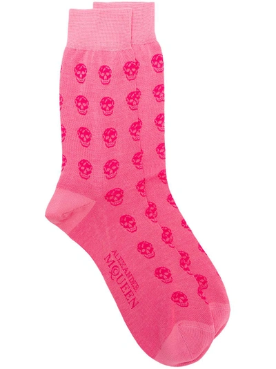 Shop Alexander Mcqueen Skull Socks - Pink & Purple