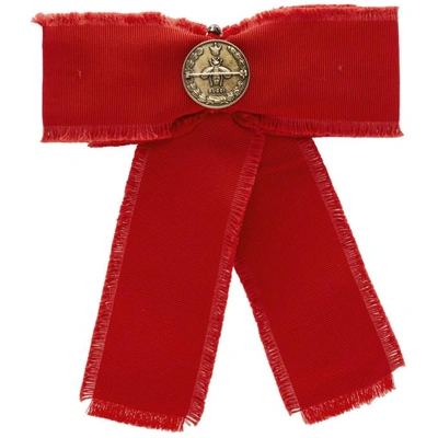 Shop Gucci Red Grosgrain Bow Brooch In 8096 Cre/mu