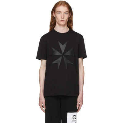 Shop Neil Barrett Black Large Military Star 2 T-shirt In 0101 Black