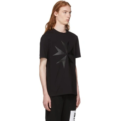 Shop Neil Barrett Black Large Military Star 2 T-shirt In 0101 Black