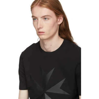 Shop Neil Barrett Black Large Military Star 2 T-shirt In 0101 Black