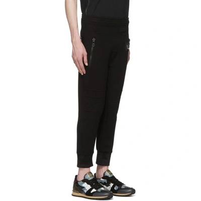 Shop Neil Barrett Black Travel Pierced Lounge Pants In 0101 Black