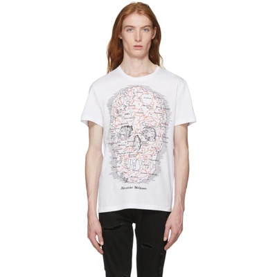 Shop Alexander Mcqueen White Jersey Map T-shirt In 0900whtmix