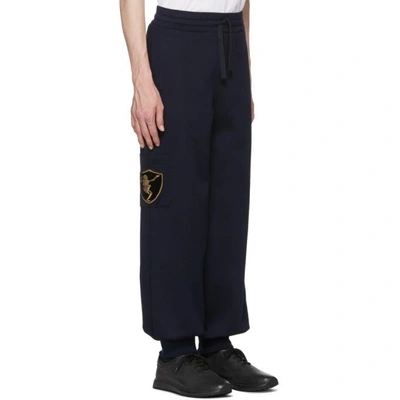 Shop Alexander Mcqueen Navy Side Patch Jogger Lounge Pants In 4100navblk