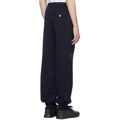 Shop Alexander Mcqueen Navy Side Patch Jogger Lounge Pants In 4100navblk