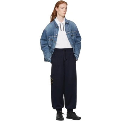 Shop Alexander Mcqueen Navy Side Patch Jogger Lounge Pants In 4100navblk