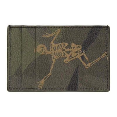 Shop Alexander Mcqueen Khaki Camouflage Dancing Skeleton Card Holder In 3381kakimul
