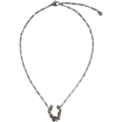 Shop Alexander Mcqueen Silver Snake And Horse Necklace In 0446 Silver