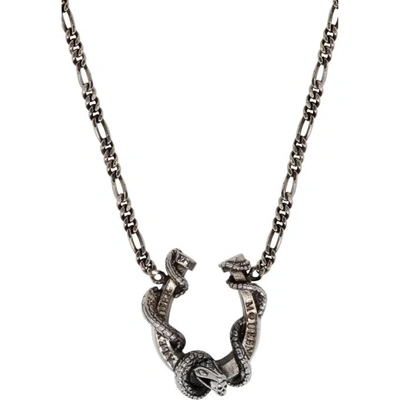 Shop Alexander Mcqueen Silver Snake And Horse Necklace In 0446 Silver