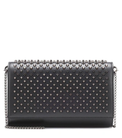 Shop Christian Louboutin Paloma Embellished Leather Clutch In Black