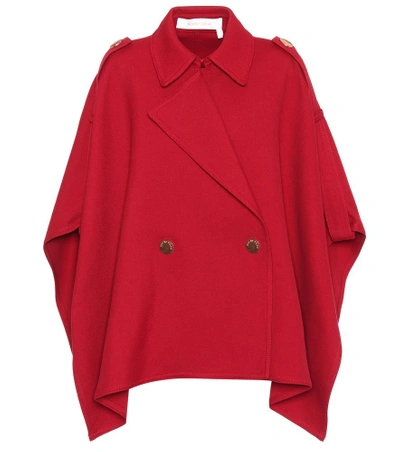 Shop See By Chloé Cotton-blend Poncho Jacket In Red