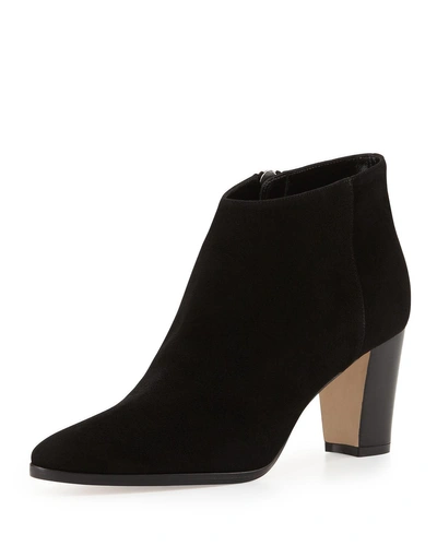 Shop Manolo Blahnik Brustamod Suede Block-heel Ankle Boots In Black