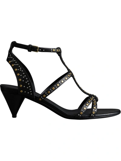 Shop Burberry Riveted Leather Cone-heel Sandals
