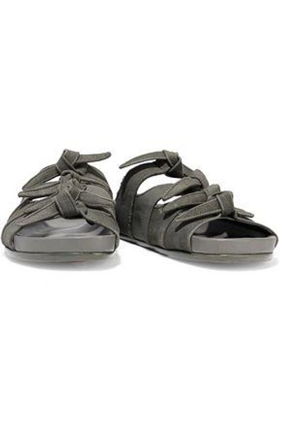 Shop Rick Owens Woman Knotted Nubuck Slides Gray