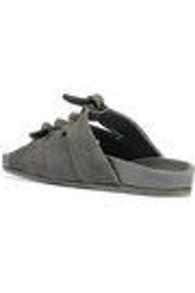 Shop Rick Owens Woman Knotted Nubuck Slides Gray