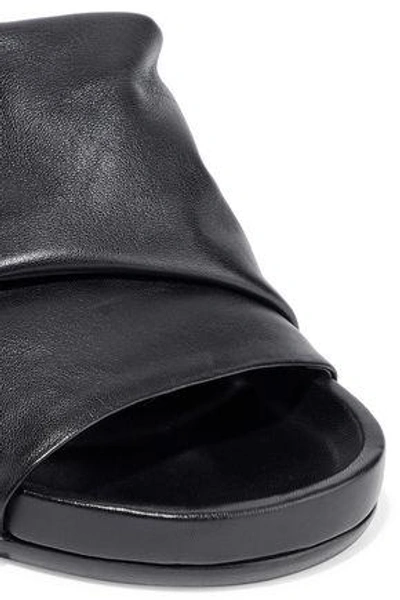 Shop Rick Owens Woman Gathered Leather Slides Black