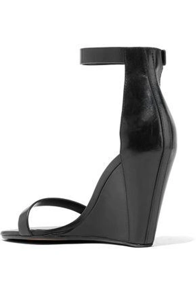Shop Rick Owens Woman Leather Wedge Sandals Black