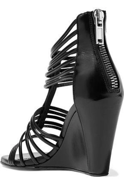 Shop Rick Owens Woman Mignon Leather Wedge Sandals Black