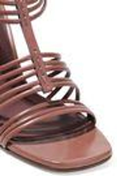 Shop Rick Owens Woman Mignon Leather Wedge Sandals Light Brown