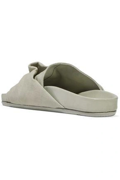 Shop Rick Owens Woman Gathered Textured-leather Slides Stone