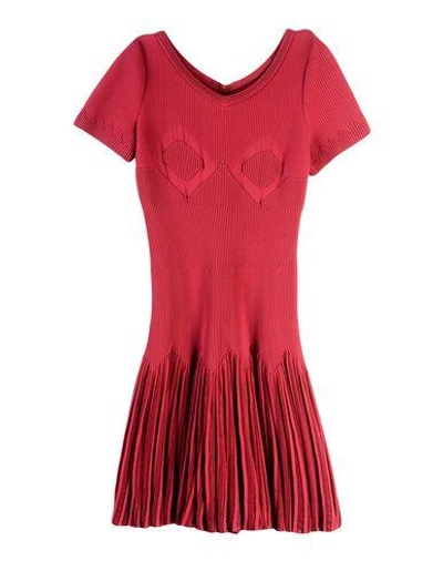 Shop Alaïa Short Dress In Brick Red