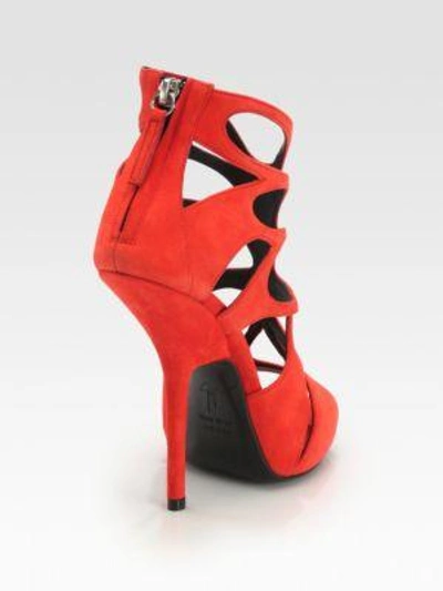 Shop Giuseppe Zanotti Cutout Suede Platform Sandals In Nero