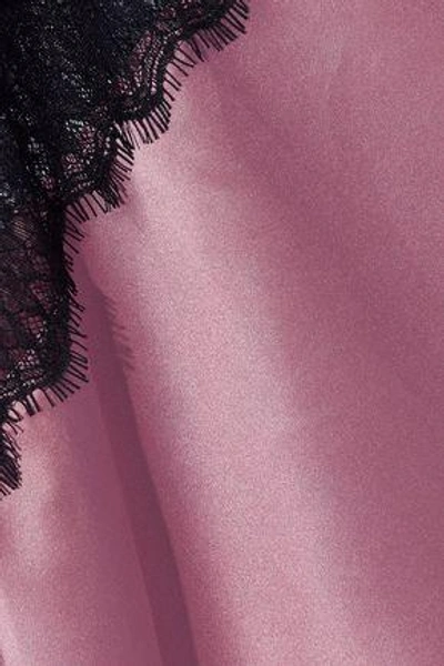 Shop Cinq À Sept Genevieve Tie-front Chantilly Lace-trimmed Silk-satin Shirt In Antique Rose