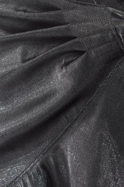 Shop Cinq À Sept Woman Harley Wrap-effect Metallic Woven Mini Skirt Gunmetal