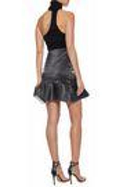 Shop Cinq À Sept Woman Harley Wrap-effect Metallic Woven Mini Skirt Gunmetal