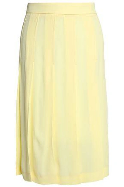 Shop Marni Woman Pleated Crepe Skirt Pastel Yellow