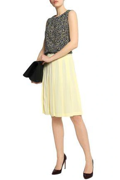 Shop Marni Woman Pleated Crepe Skirt Pastel Yellow