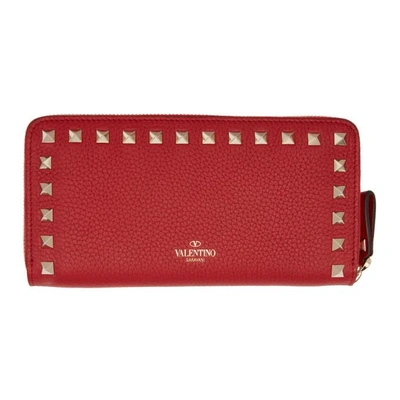 Shop Valentino Red  Garavani Rockstud Continental Wallet