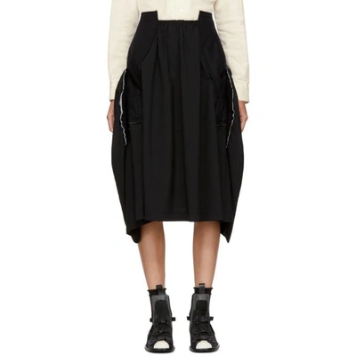Shop Comme Des Garçons Comme Des Garcons Black Wool Skirt In Black X Black