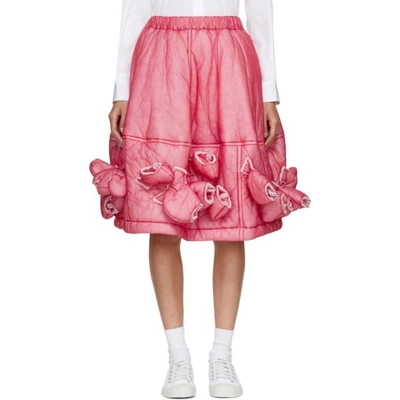 Shop Comme Des Garçons Red Padded Nylon Skirt