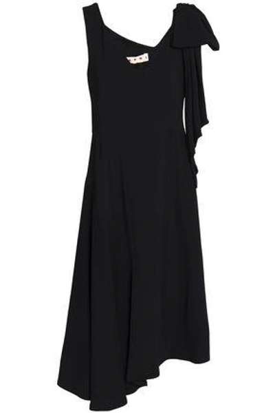 Shop Marni Woman Asymmetric Crepe De Chine Dress Black