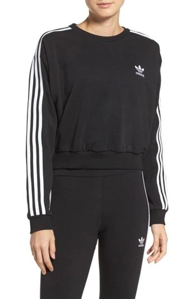 Shop Adidas Originals Originals 3-stripes Crop Sweatshirt In Black
