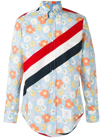 Shop Thom Browne Floral Print Shirt - Blue