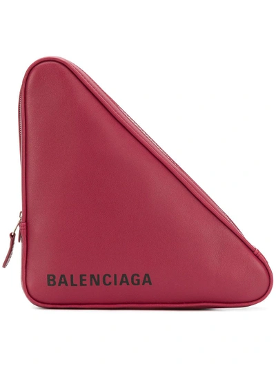 Shop Balenciaga Triangle Medium Clutch Bag - Red