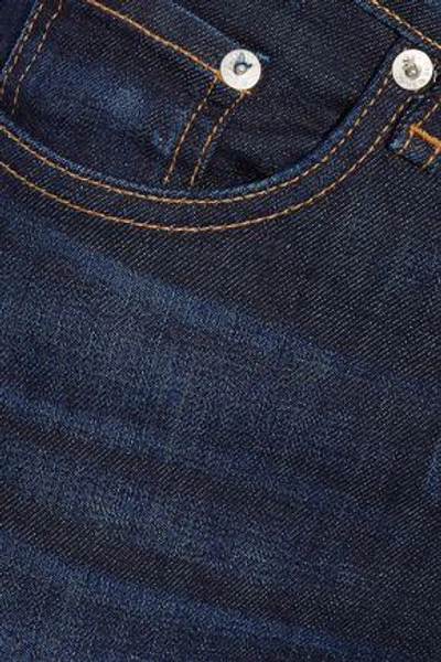 Shop Rag & Bone Cropped Faded High-rise Skinny Jeans In Dark Denim
