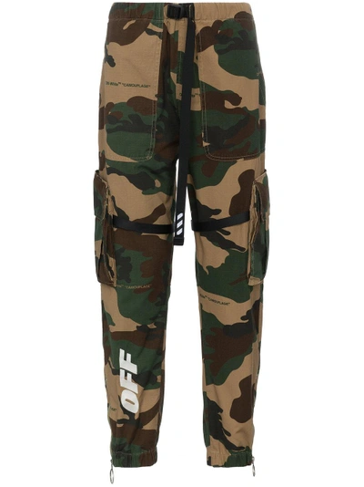Shop Off-white Parachute Camouflage Trousers In White