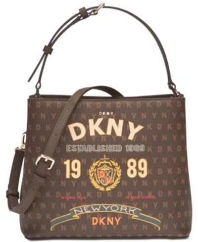 Dkny Small Signature Bucket Bag, Created For Macy's In Mocha  Logo-brown/gold | ModeSens