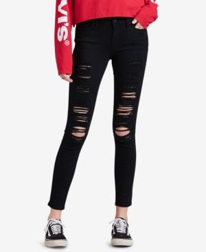 levis black ripped skinny jeans